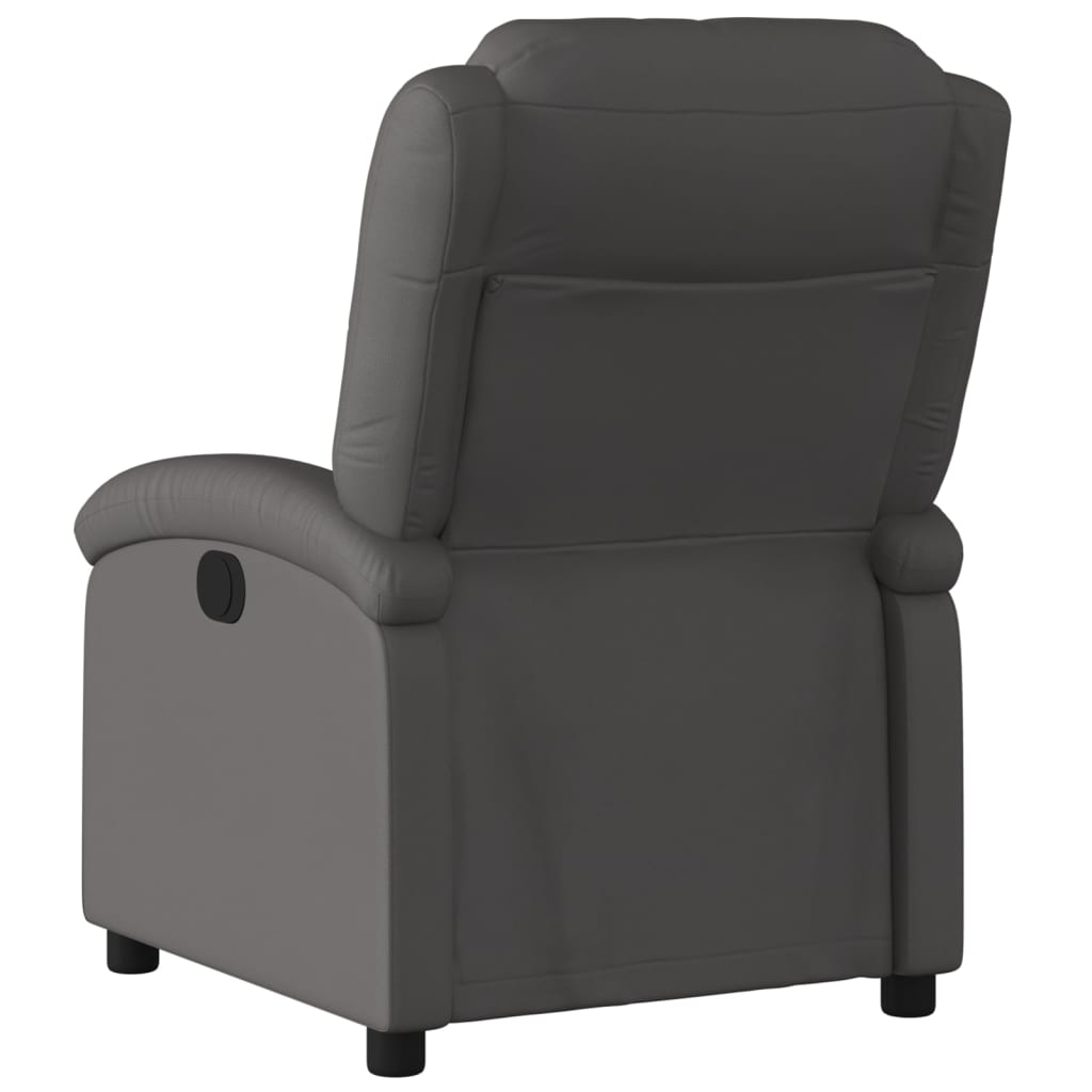 vidaXL Recliner Chair Gray Real Leather-1