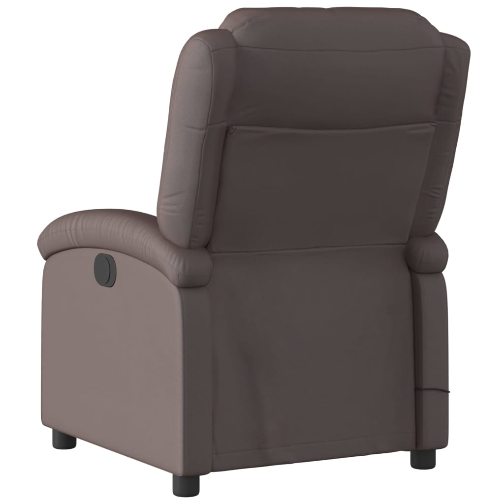 vidaXL Massage Recliner Chair Dark Brown Real Leather-2