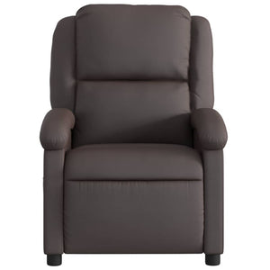 vidaXL Massage Recliner Chair Dark Brown Real Leather-5