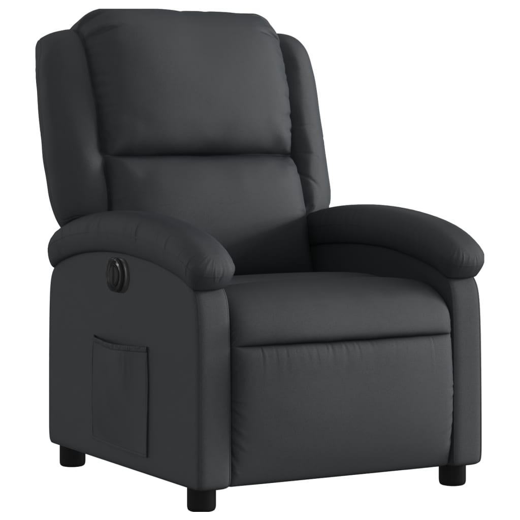 vidaXL Electric Recliner Chair Black Real Leather-1