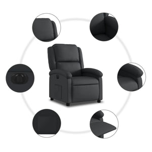 vidaXL Electric Recliner Chair Black Real Leather-5