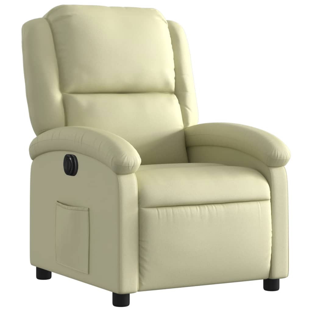 vidaXL Electric Recliner Chair Cream Real Leather-1