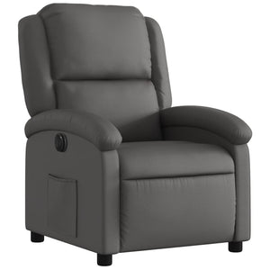 vidaXL Electric Recliner Chair Gray Real Leather-1