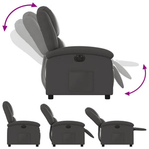 vidaXL Electric Recliner Chair Gray Real Leather-4