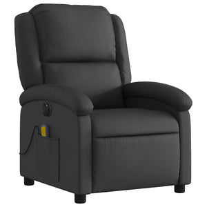 vidaXL Electric Massage Recliner Chair Black Real Leather-1