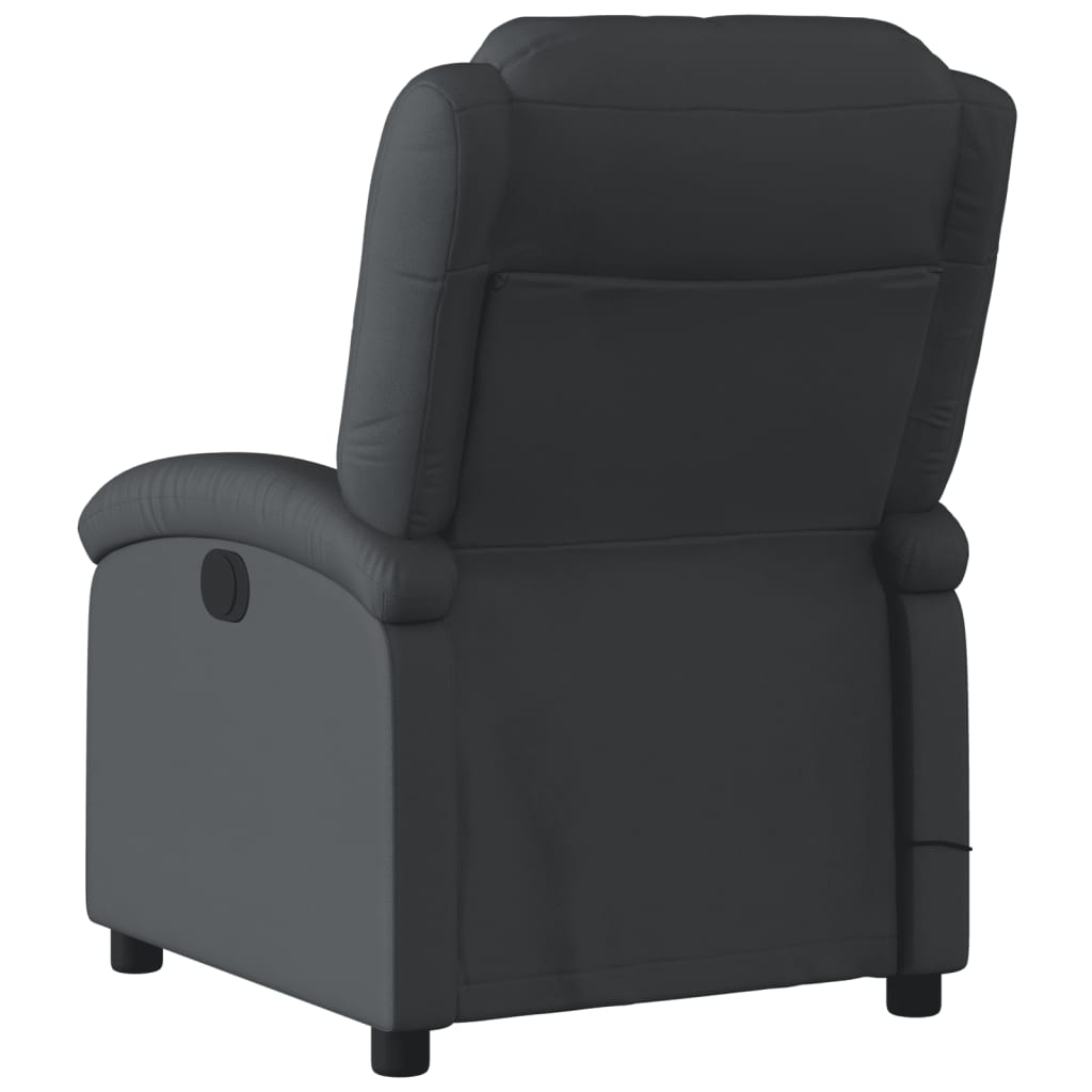 vidaXL Electric Massage Recliner Chair Black Real Leather-2