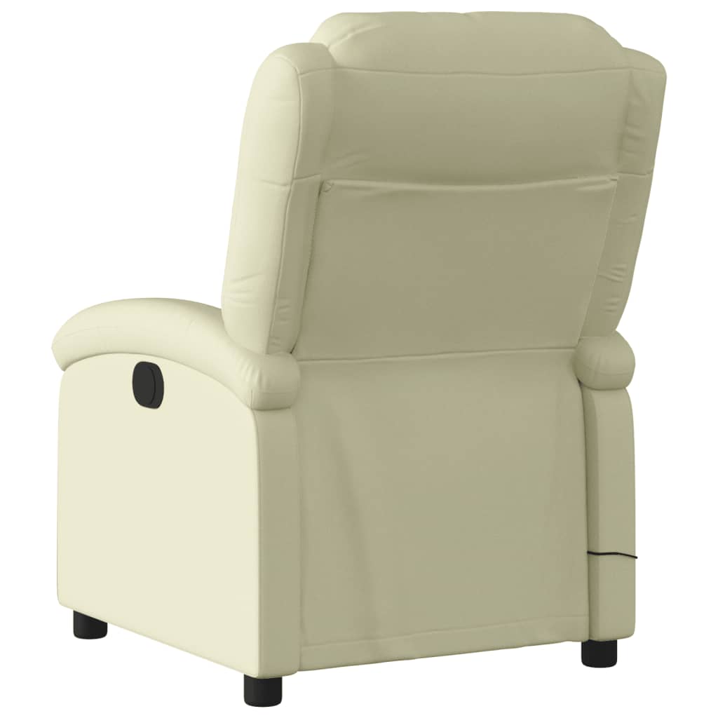 vidaXL Electric Massage Recliner Chair Cream Real Leather-2