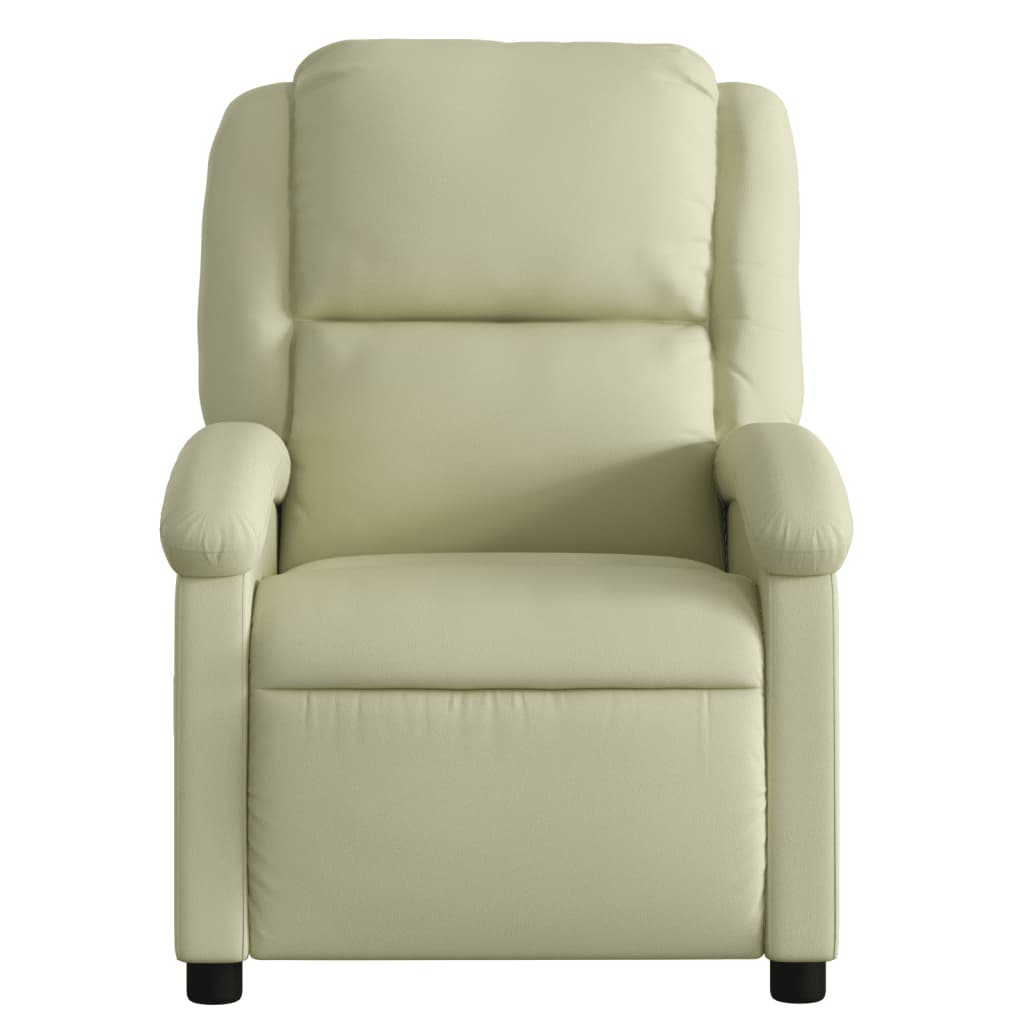 vidaXL Electric Massage Recliner Chair Cream Real Leather-6