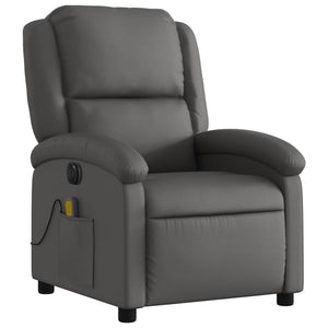 vidaXL Electric Massage Recliner Chair Gray Real Leather-1