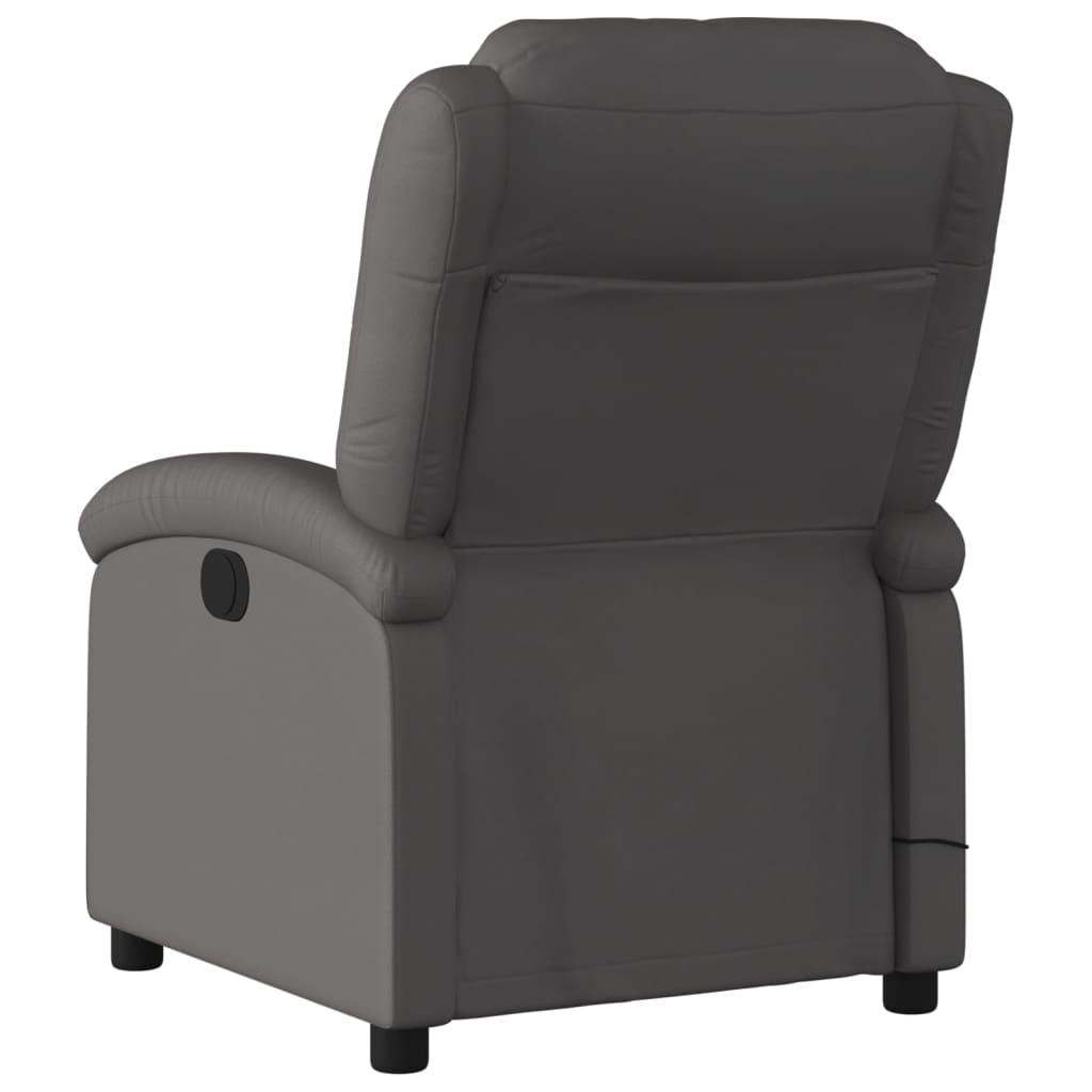 vidaXL Electric Massage Recliner Chair Gray Real Leather-2