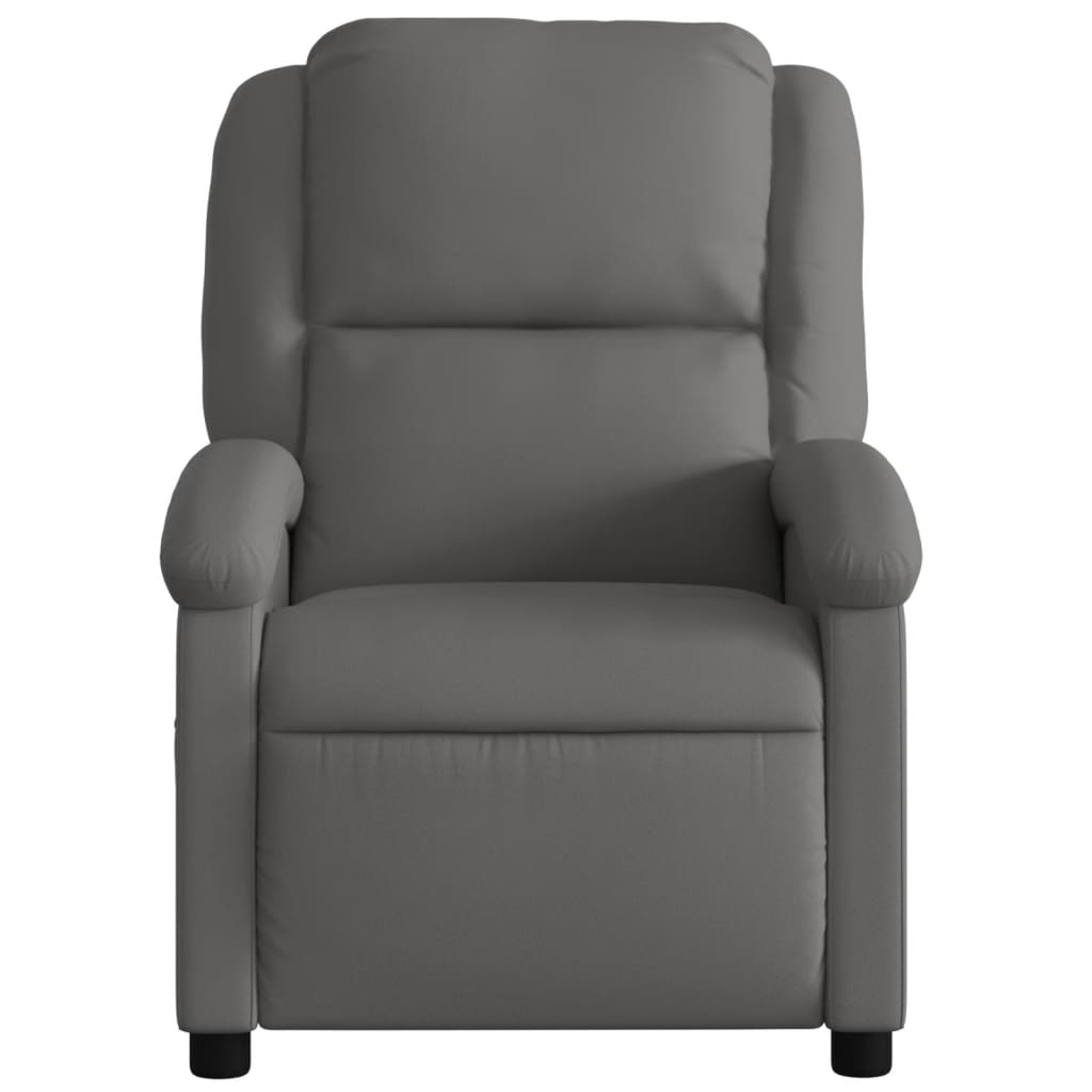 vidaXL Electric Massage Recliner Chair Gray Real Leather-6