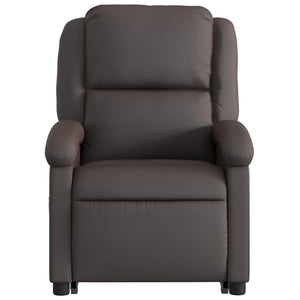 vidaXL Stand up Recliner Chair Dark Brown Real Leather-6