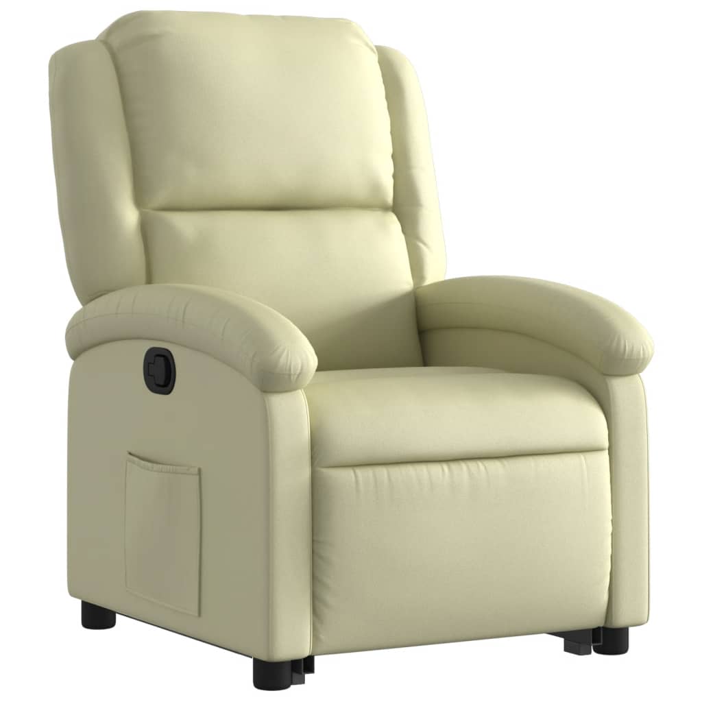 vidaXL Stand up Recliner Chair Cream Real Leather-1