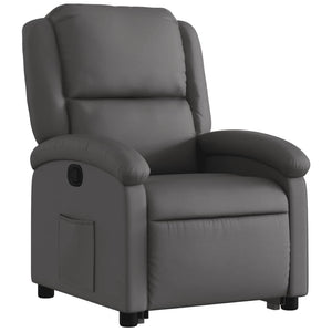 vidaXL Stand up Recliner Chair Gray Real Leather-1