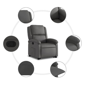 vidaXL Stand up Recliner Chair Gray Real Leather-5