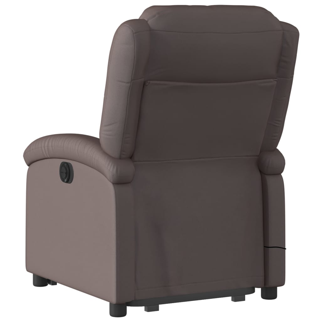 vidaXL Stand up Massage Recliner Chair Dark Brown Real Leather-2