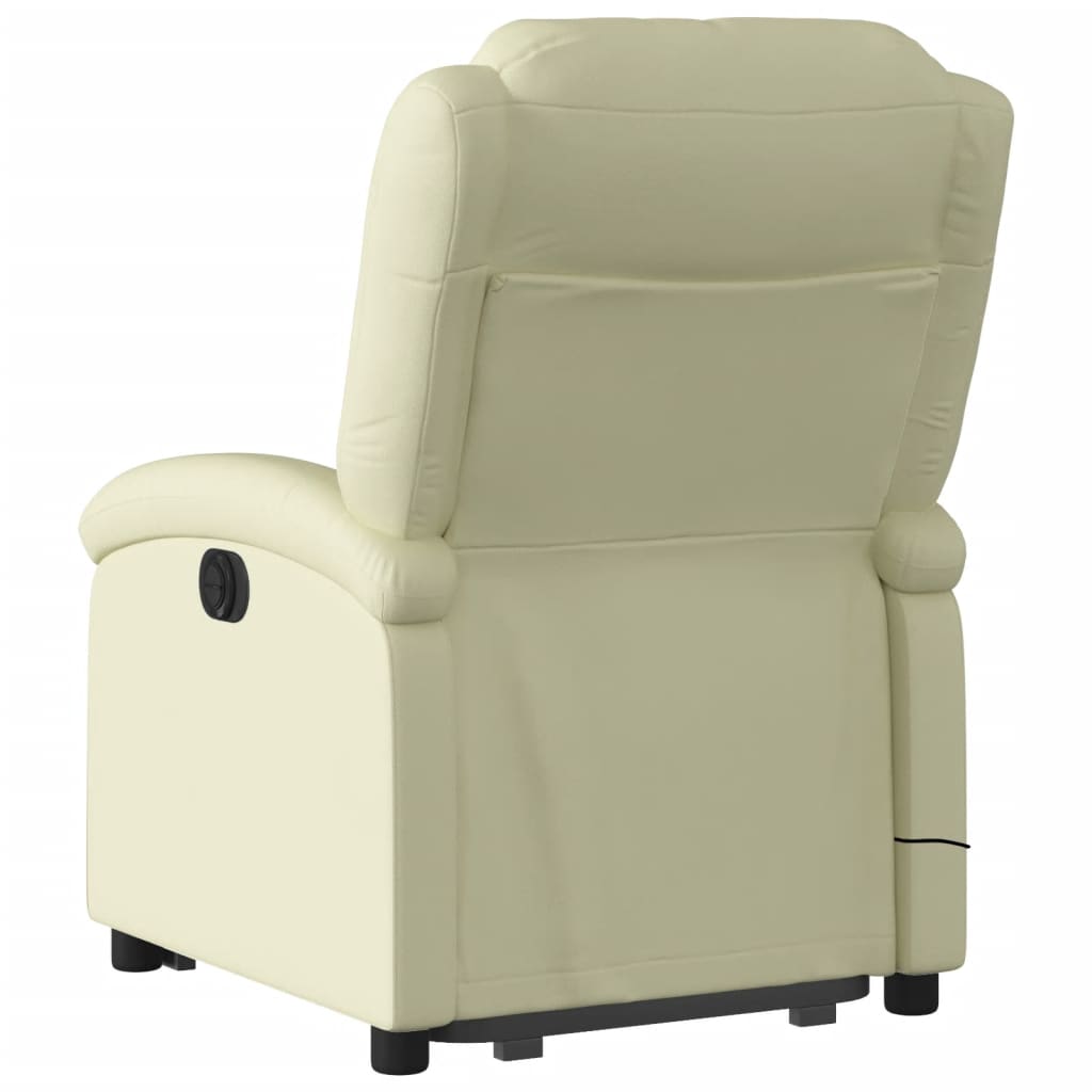 vidaXL Stand up Massage Recliner Chair Cream Real Leather-2