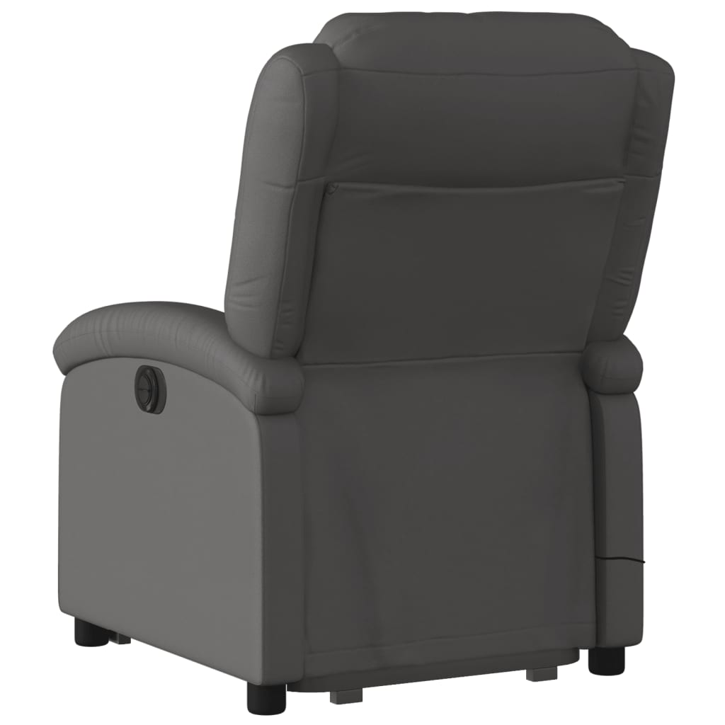 vidaXL Stand up Massage Recliner Chair Gray Real Leather-2