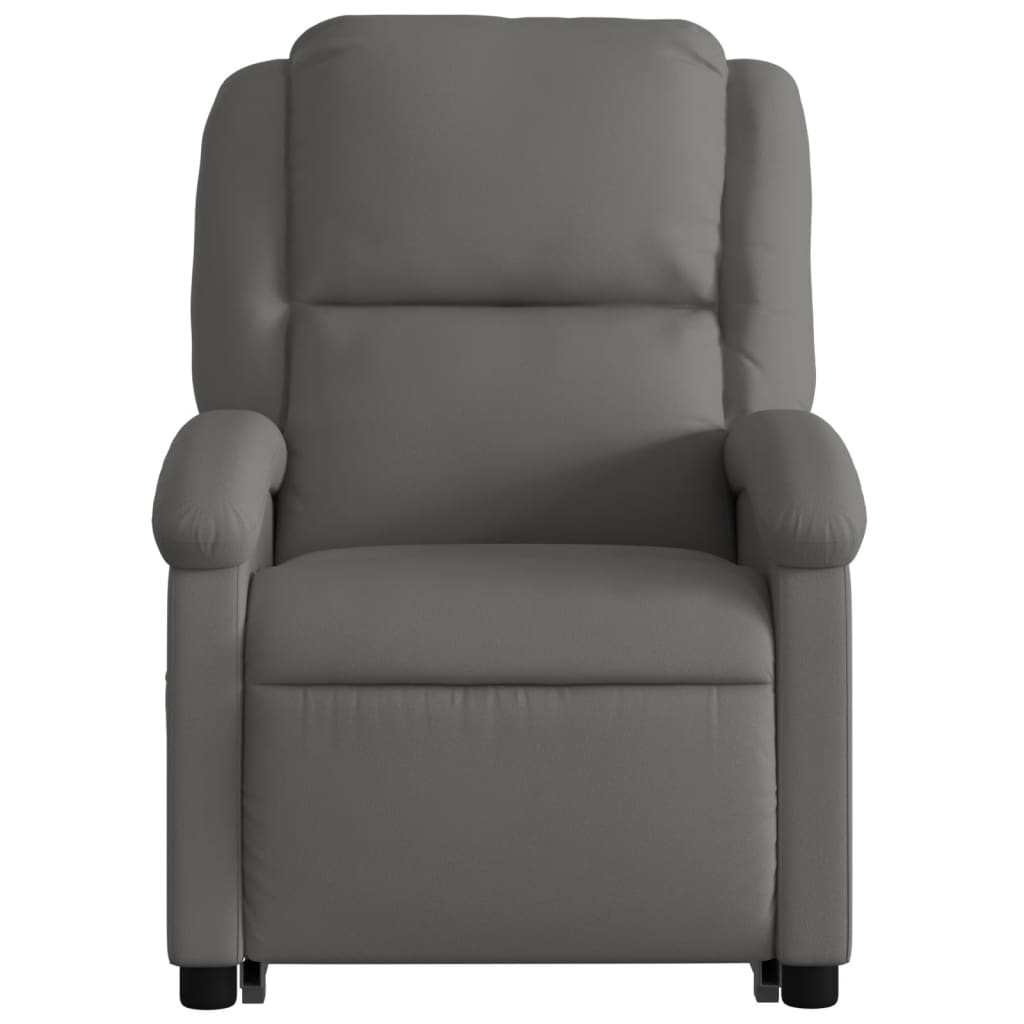 vidaXL Stand up Massage Recliner Chair Gray Real Leather-6