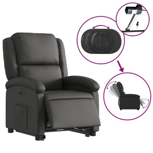 vidaXL Electric Stand up Recliner Chair Black Real Leather-3