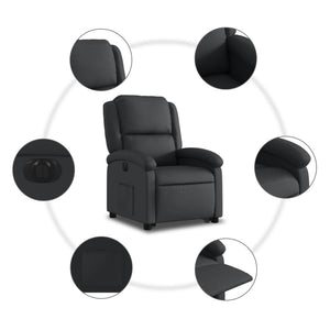 vidaXL Electric Stand up Recliner Chair Black Real Leather-5