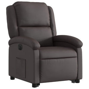 vidaXL Electric Stand up Recliner Chair Dark Brown Real Leather-1