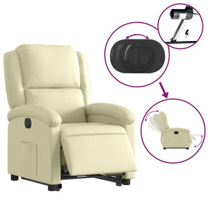 vidaXL Electric Stand up Recliner Chair Cream Real Leather-3