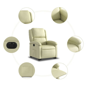 vidaXL Electric Stand up Recliner Chair Cream Real Leather-5