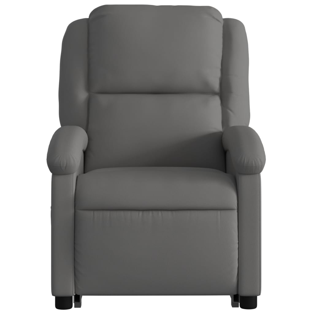 vidaXL Electric Stand up Recliner Chair Gray Real Leather-6