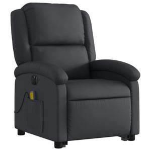 vidaXL Electric Stand up Massage Recliner Chair Black Real Leather-1