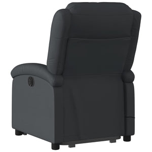 vidaXL Electric Stand up Massage Recliner Chair Black Real Leather-2