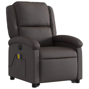 vidaXL Electric Stand up Massage Recliner Chair Dark Brown Real Leather-1