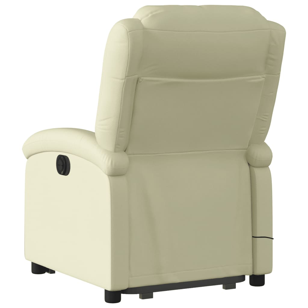 vidaXL Electric Stand up Massage Recliner Chair Cream Real Leather-2