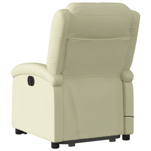 vidaXL Electric Stand up Massage Recliner Chair Cream Real Leather-2