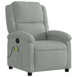 vidaXL Massage Recliner Chair Light Gray Velvet-1