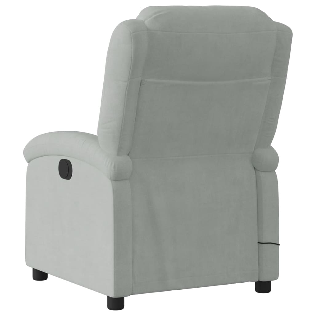 vidaXL Massage Recliner Chair Light Gray Velvet-2