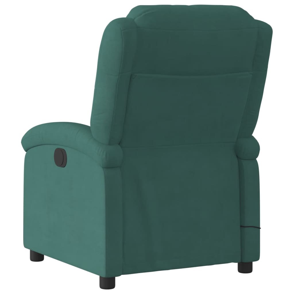 vidaXL Massage Recliner Chair Dark Green Velvet-2