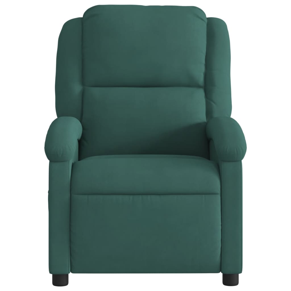 vidaXL Massage Recliner Chair Dark Green Velvet-5