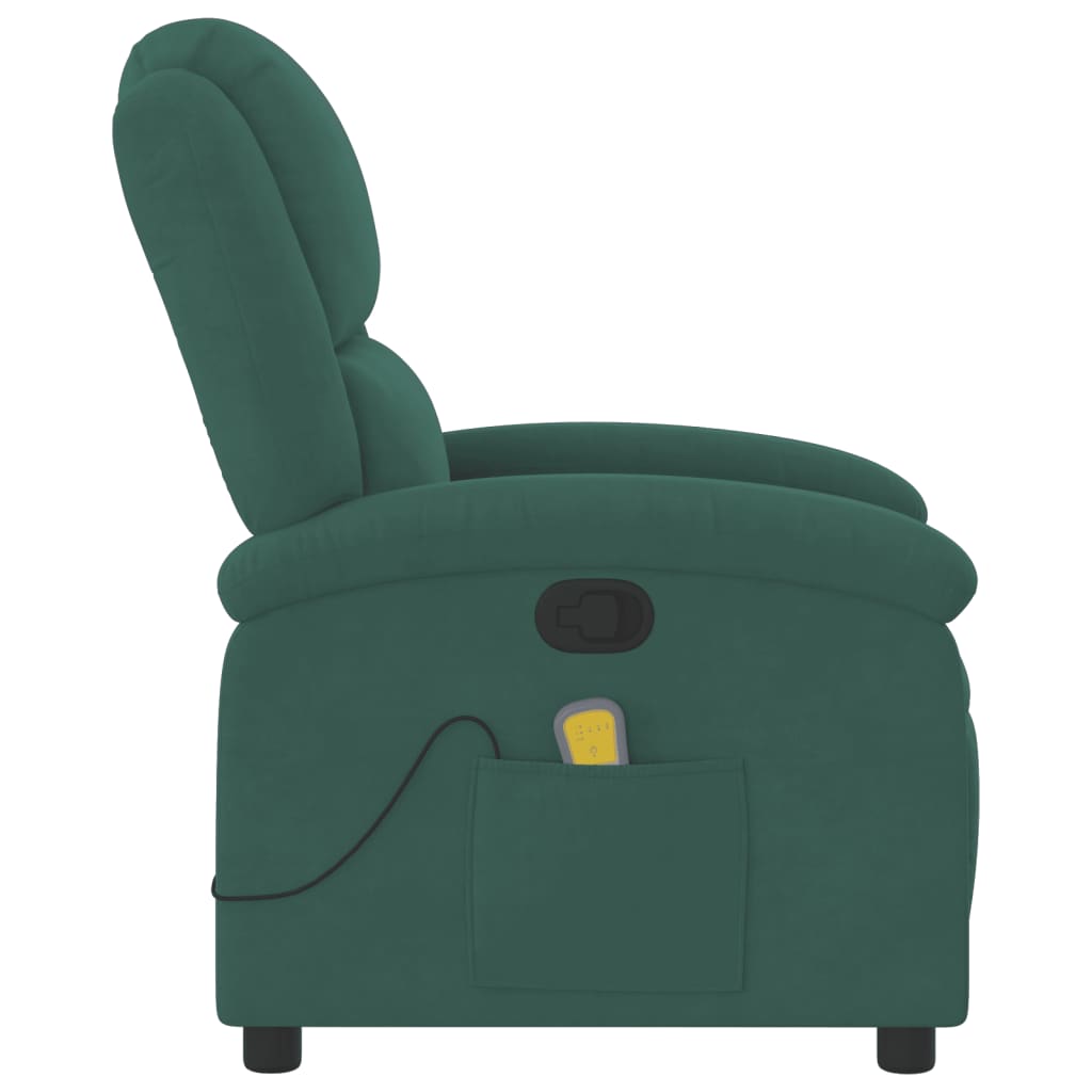 vidaXL Massage Recliner Chair Dark Green Velvet-6