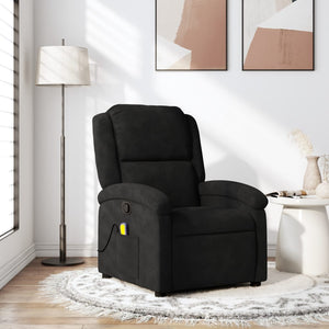 vidaXL Massage Recliner Chair Black Velvet-0