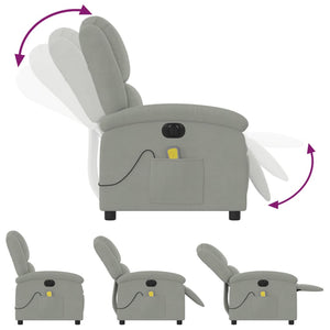 vidaXL Electric Massage Recliner Chair Light Gray Velvet-4