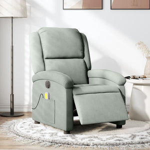 vidaXL Electric Massage Recliner Chair Light Gray Velvet-0