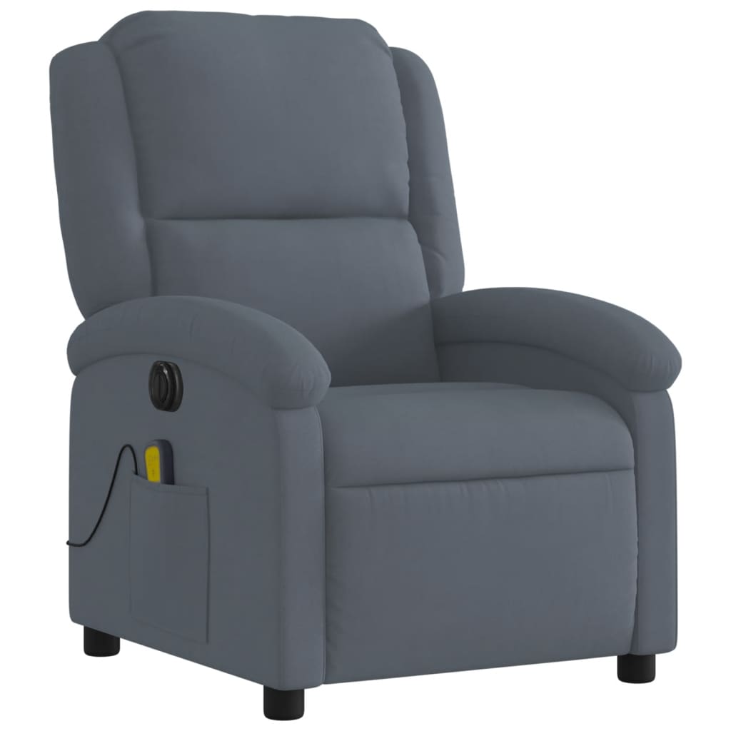 vidaXL Electric Massage Recliner Chair Dark Gray Velvet-1