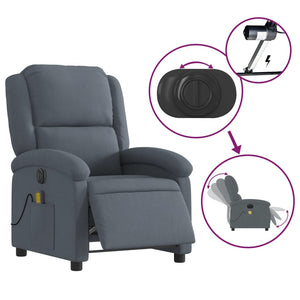 vidaXL Electric Massage Recliner Chair Dark Gray Velvet-3