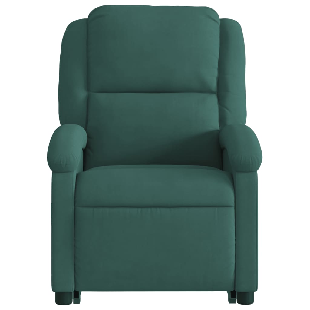 vidaXL Stand up Massage Recliner Chair Dark Green Velvet-6