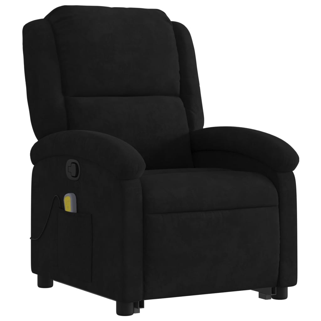 vidaXL Stand up Massage Recliner Chair Black Velvet-1