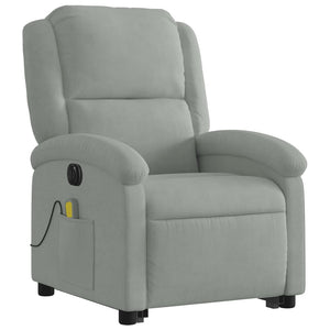 vidaXL Electric Stand up Massage Recliner Chair Light Gray Velvet-1