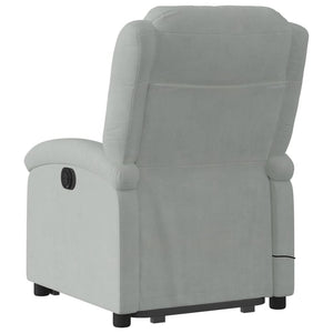 vidaXL Electric Stand up Massage Recliner Chair Light Gray Velvet-2