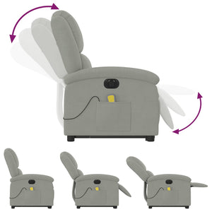 vidaXL Electric Stand up Massage Recliner Chair Light Gray Velvet-4