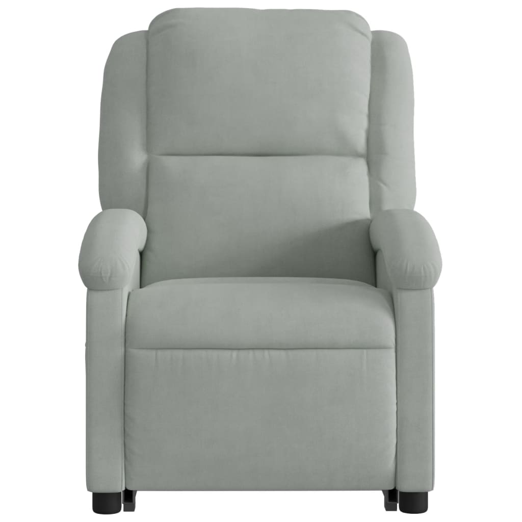 vidaXL Electric Stand up Massage Recliner Chair Light Gray Velvet-6